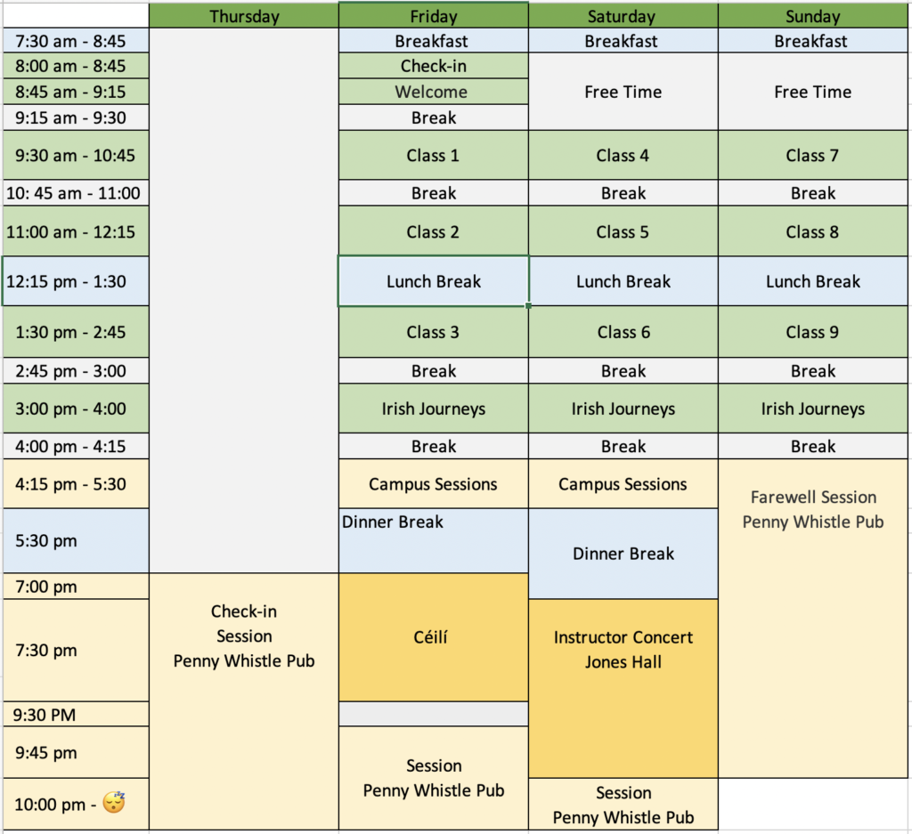 Schedule Gulf Coast Cruinniú